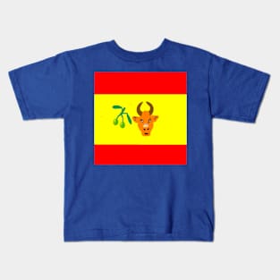 Sporty Spanish Design on Blue Background Kids T-Shirt